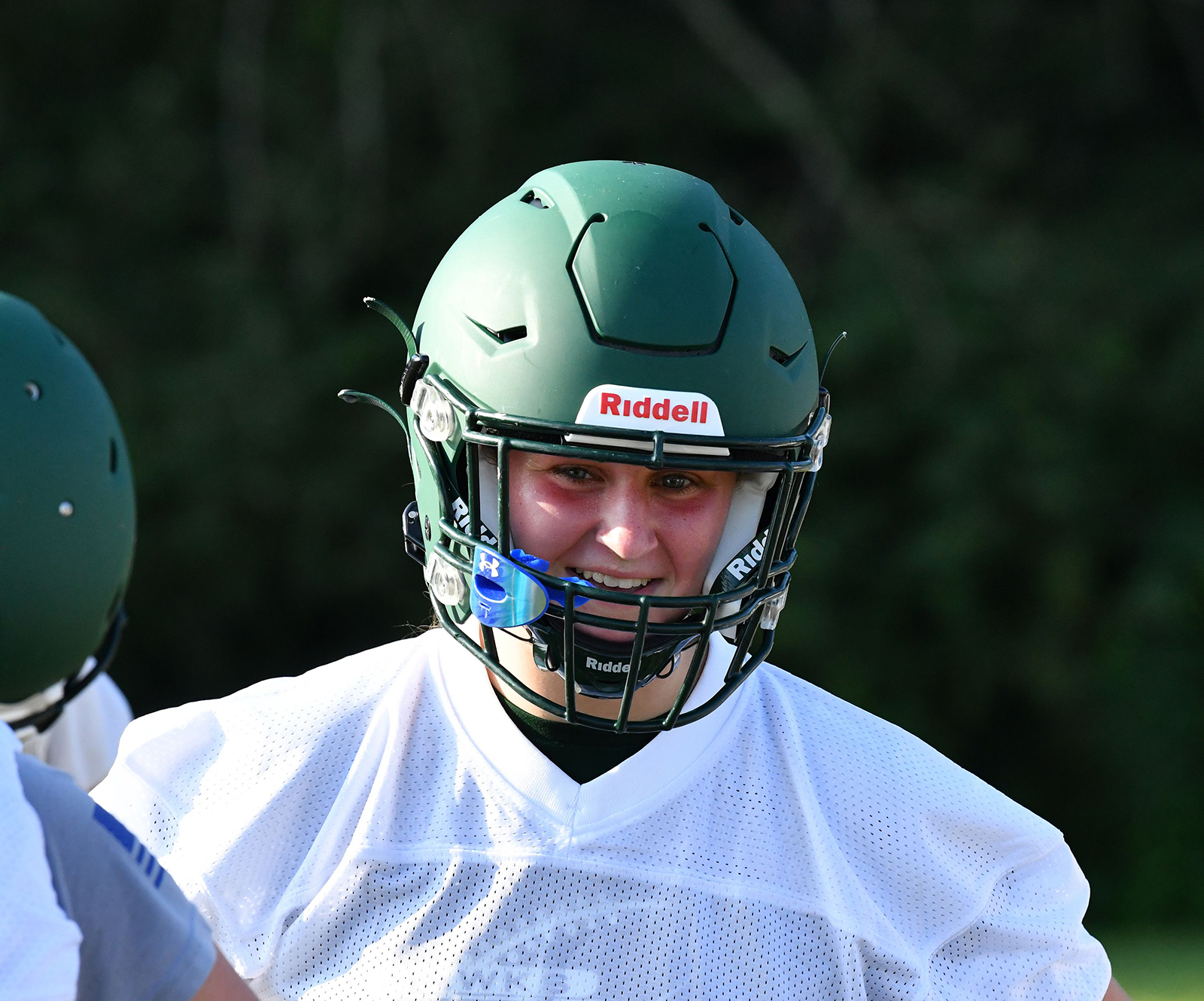 On the gridiron Freshman girl suits up for high school football team