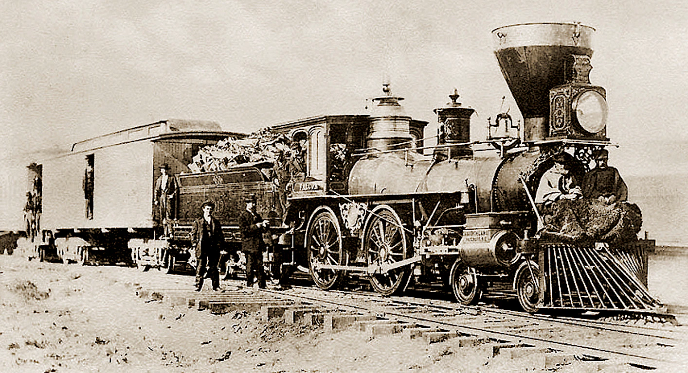 A vintage photo of a train.