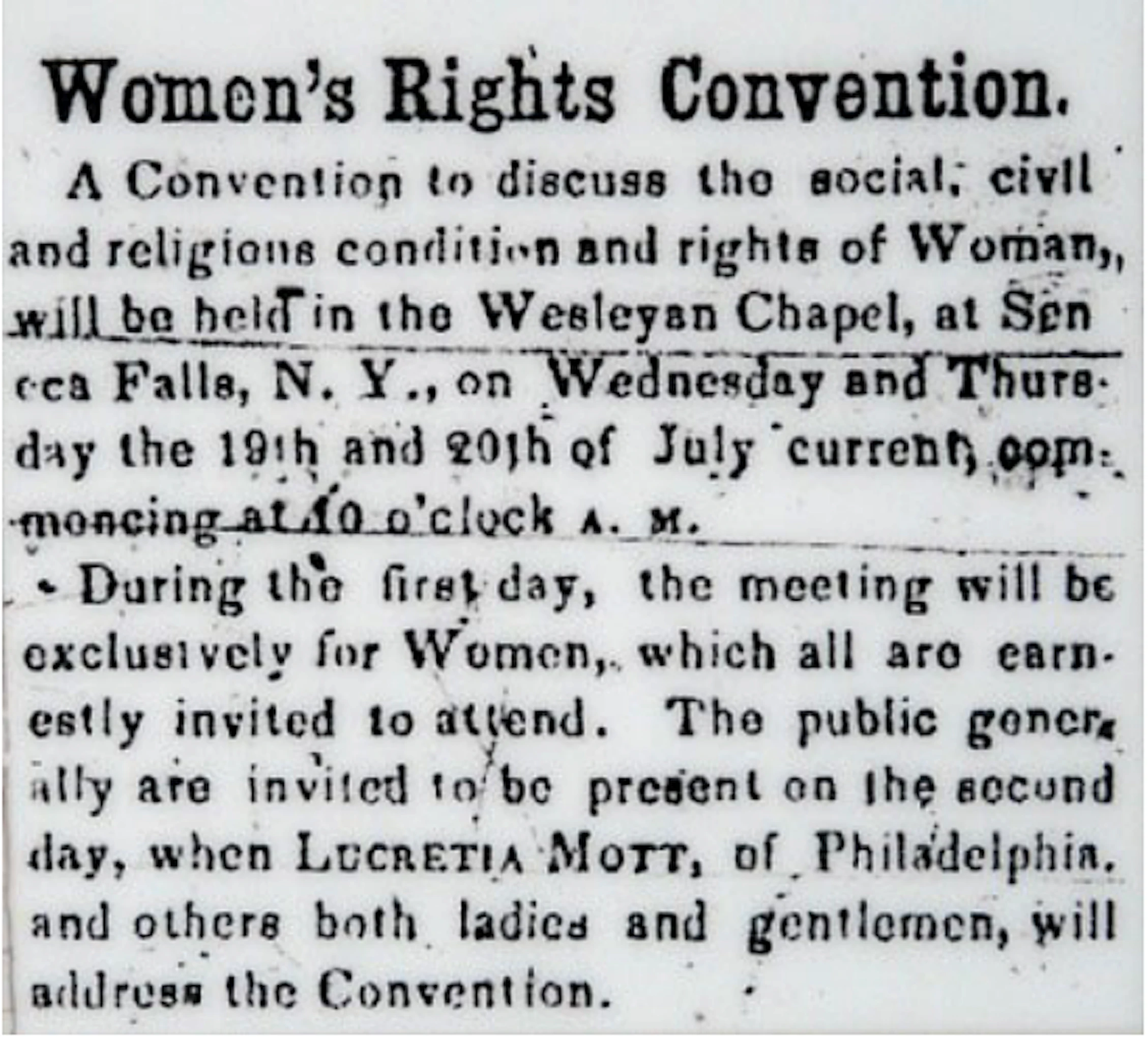 Primary Sources: Declaration of Sentiments at the Women's Rights Convention